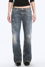 Marina Blue - Dark Blue - Aura Low Rise Relaxed Bootcut Jeans - 1