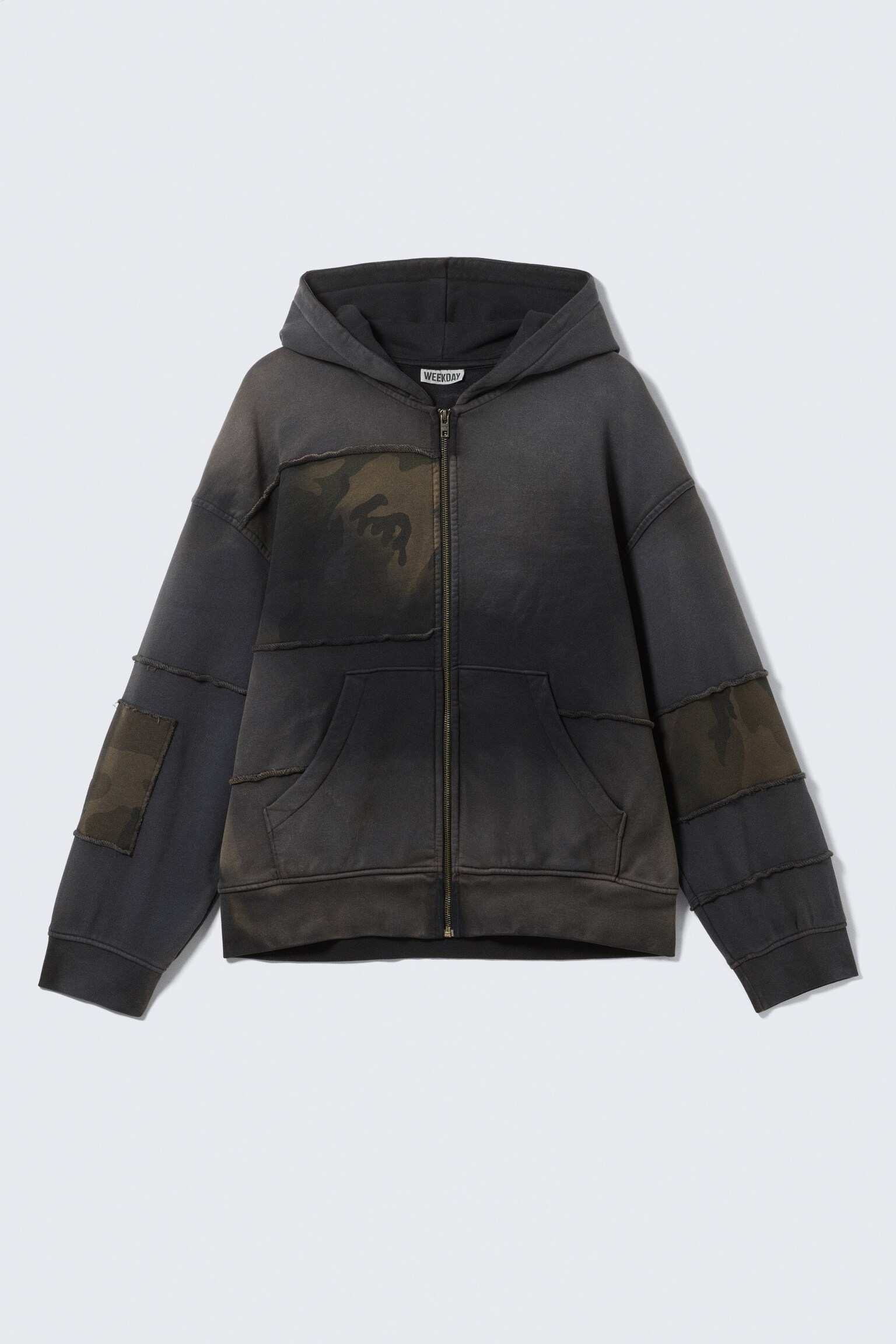 Sudadera con capucha y cremallera - Lavado azul oscuro