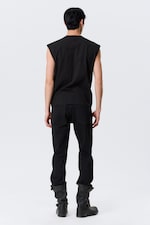 Black - Loose Fit Square Cotton Tank Top - 2