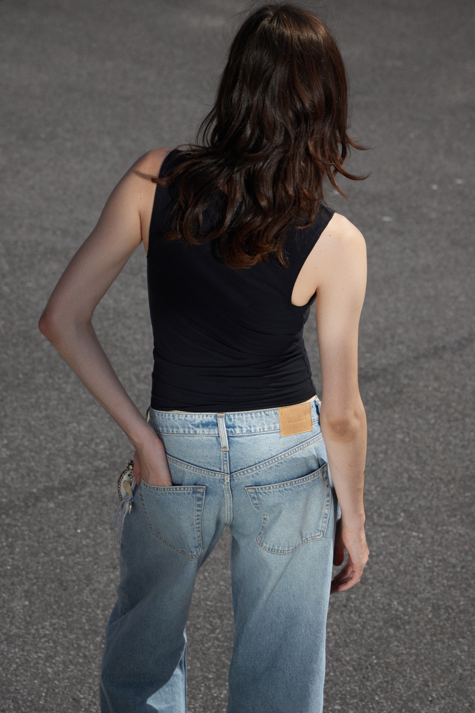 Sleeveless Draped Waterfall Top - Dark Grey/Dark Blue - 4