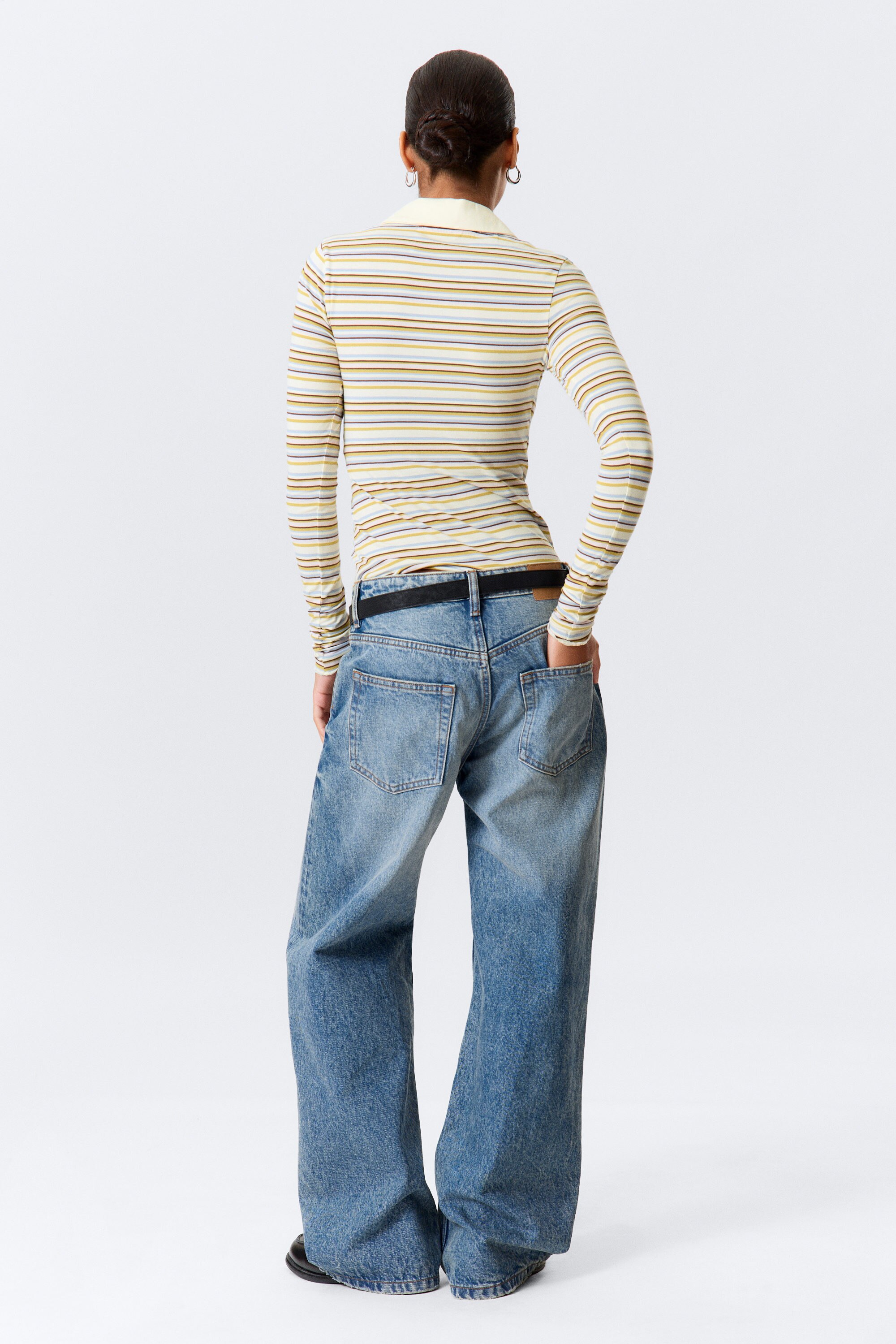 Yellow Multi Stripe - Getailleerd poloshirt met lange mouwen - 2