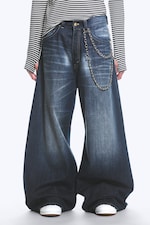 Star Blue - Rad Super Regular Waist Loose Wide Jeans - 1