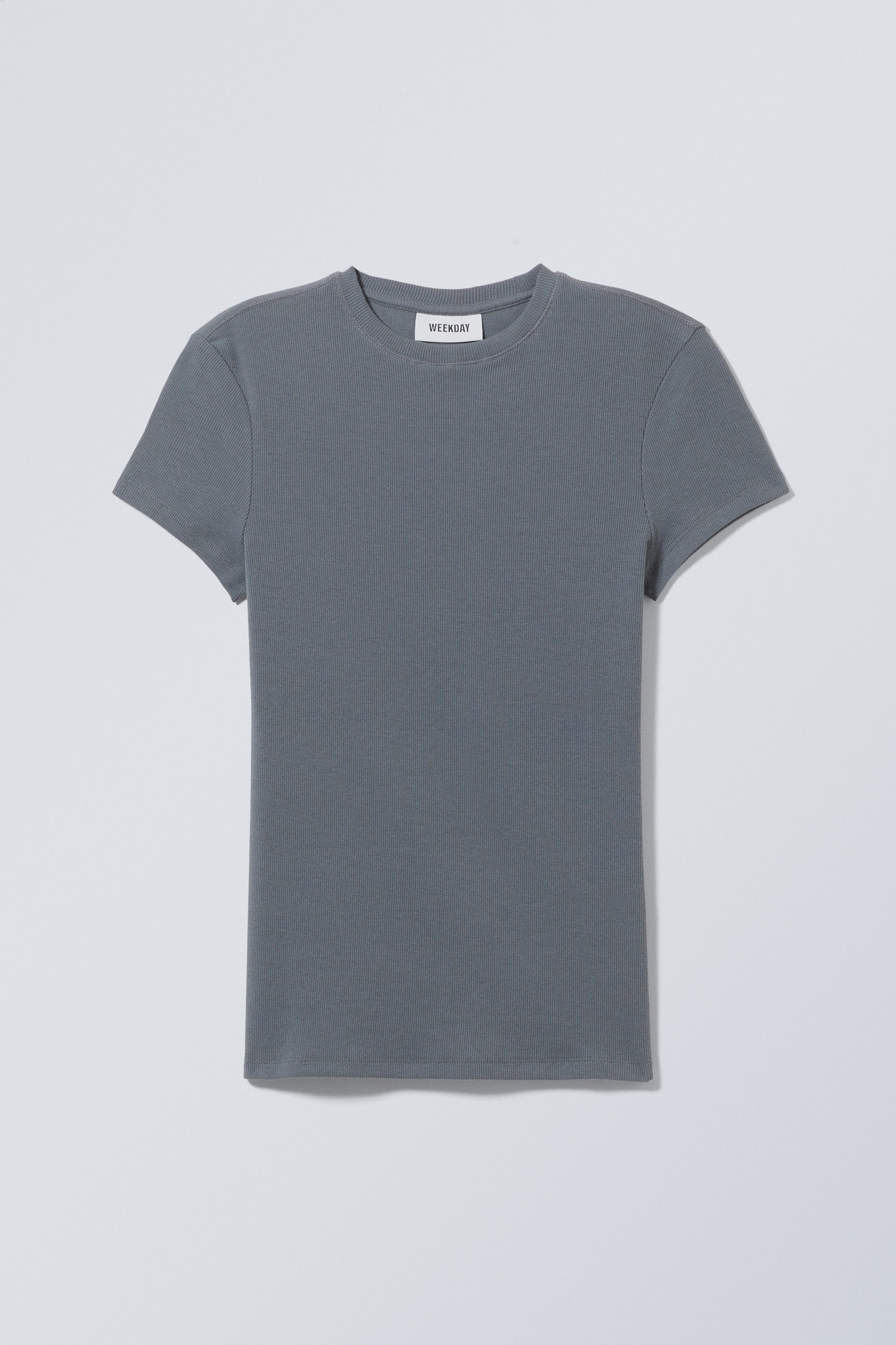 Gris foncé - Tee-shirt côtelé près du corps - 0