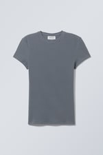Gris foncé - Tee-shirt côtelé près du corps - 0