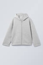 Staubgrau - Kapuzenpullover mit Reißverschluss aus Scuba - 0