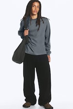 Dunkelgrau - Longsleeve mit lockerer Passform - 1