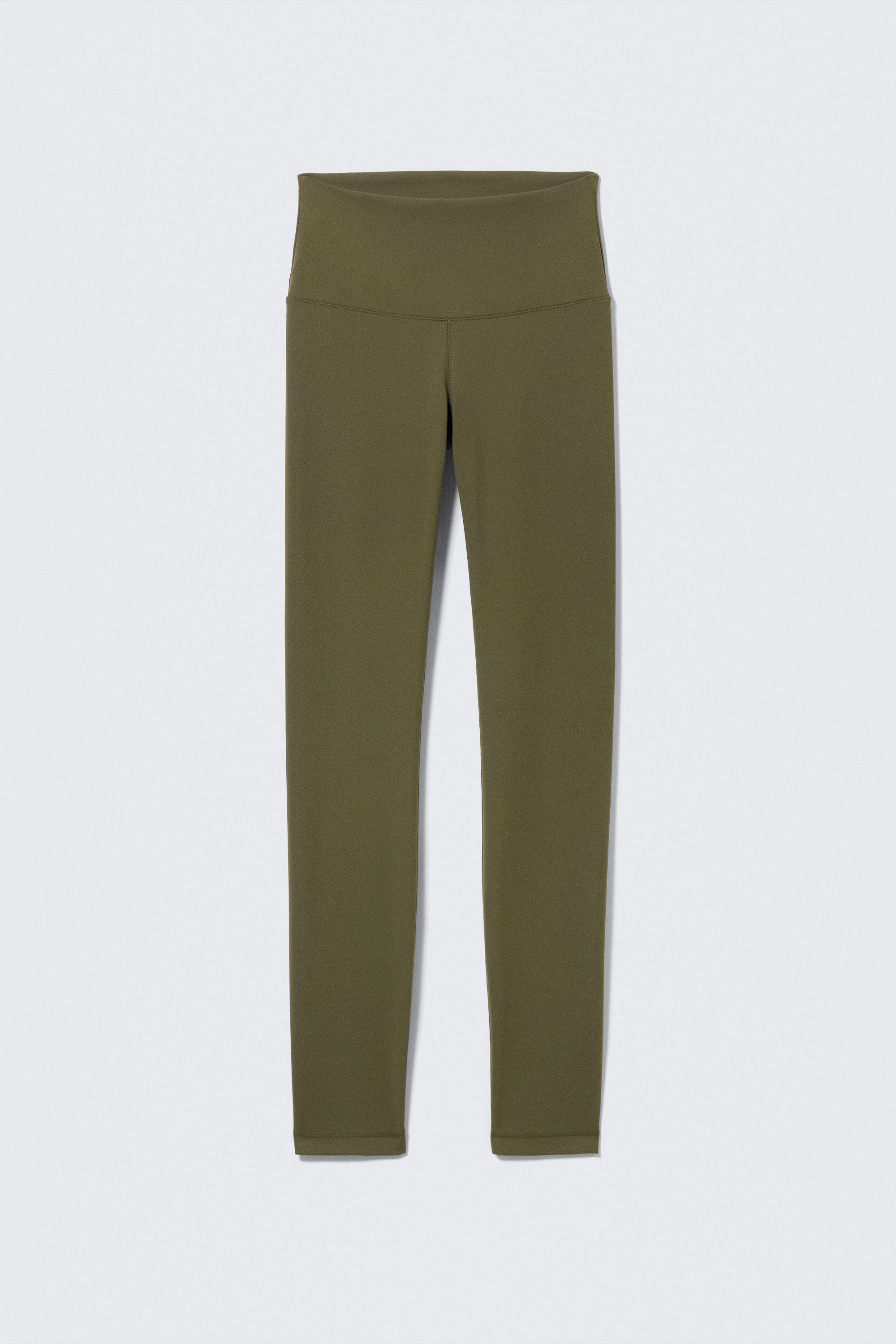 Dark Khaki Green - High Waisted Sports Tights - 4