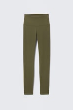 Dark Khaki Green - High Waisted Sports Tights - 0
