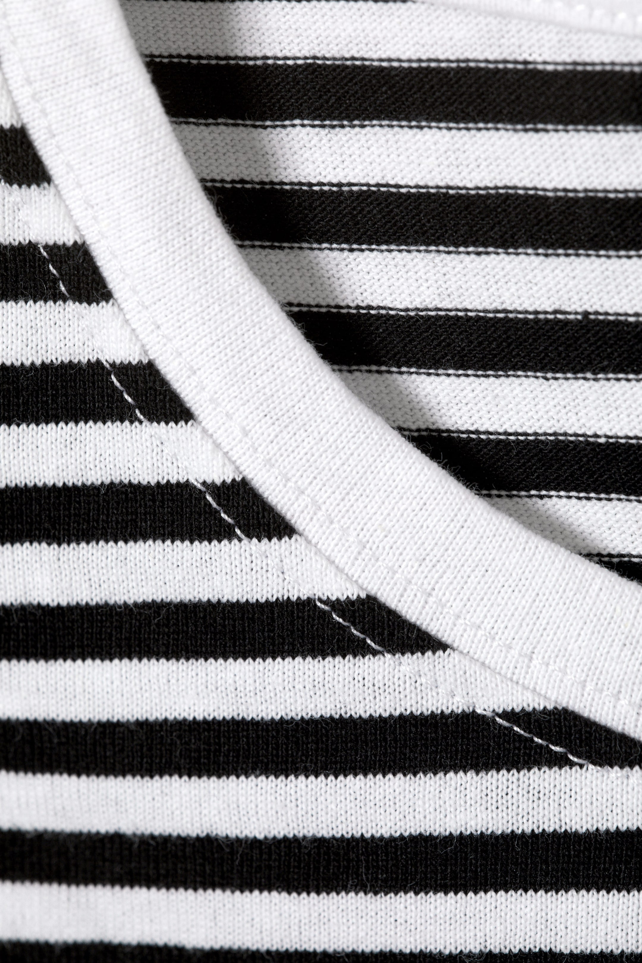 Black & White Stripe - Slim Short-Sleeved Cotton T-shirt - 2