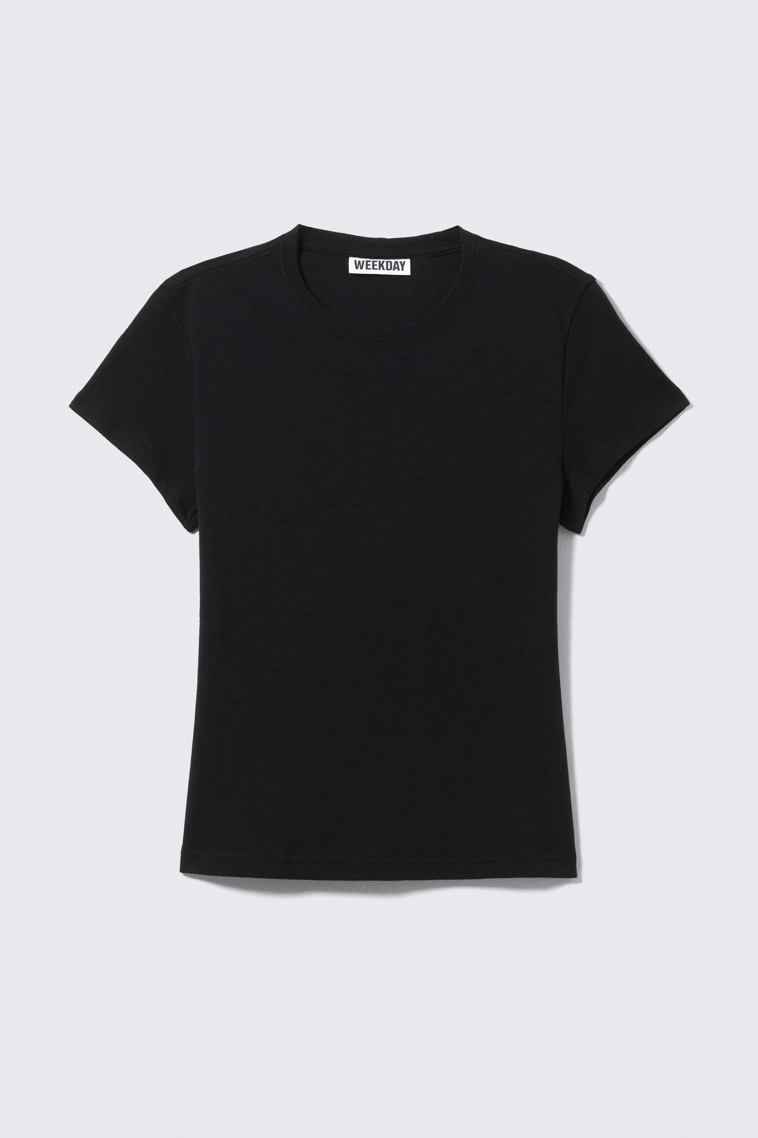 Smal kortärmad t-shirt i bomull - Svart/Vit/Off-white - 2