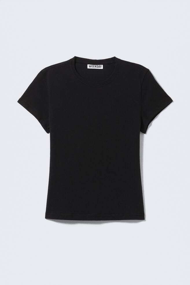 Slim fit katoenen T-shirt met korte mouwen - Zwart/White - 1