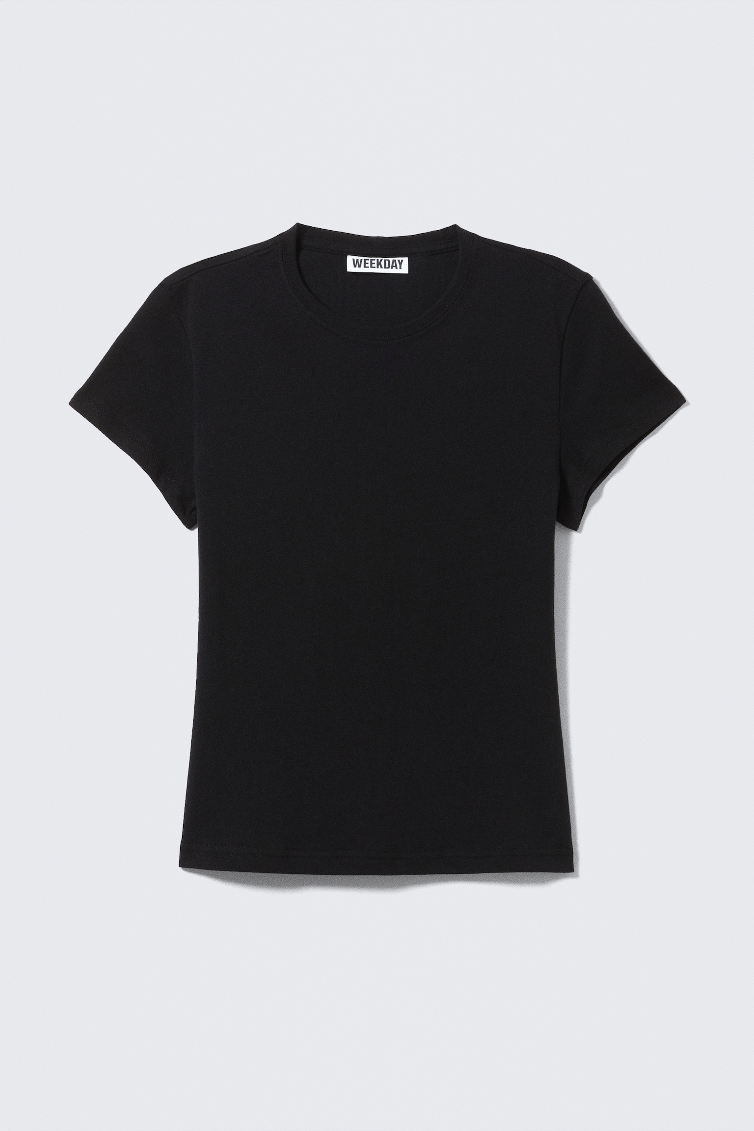 Smal kortärmad t-shirt i bomull - Svart/Vit/Off-white - 2