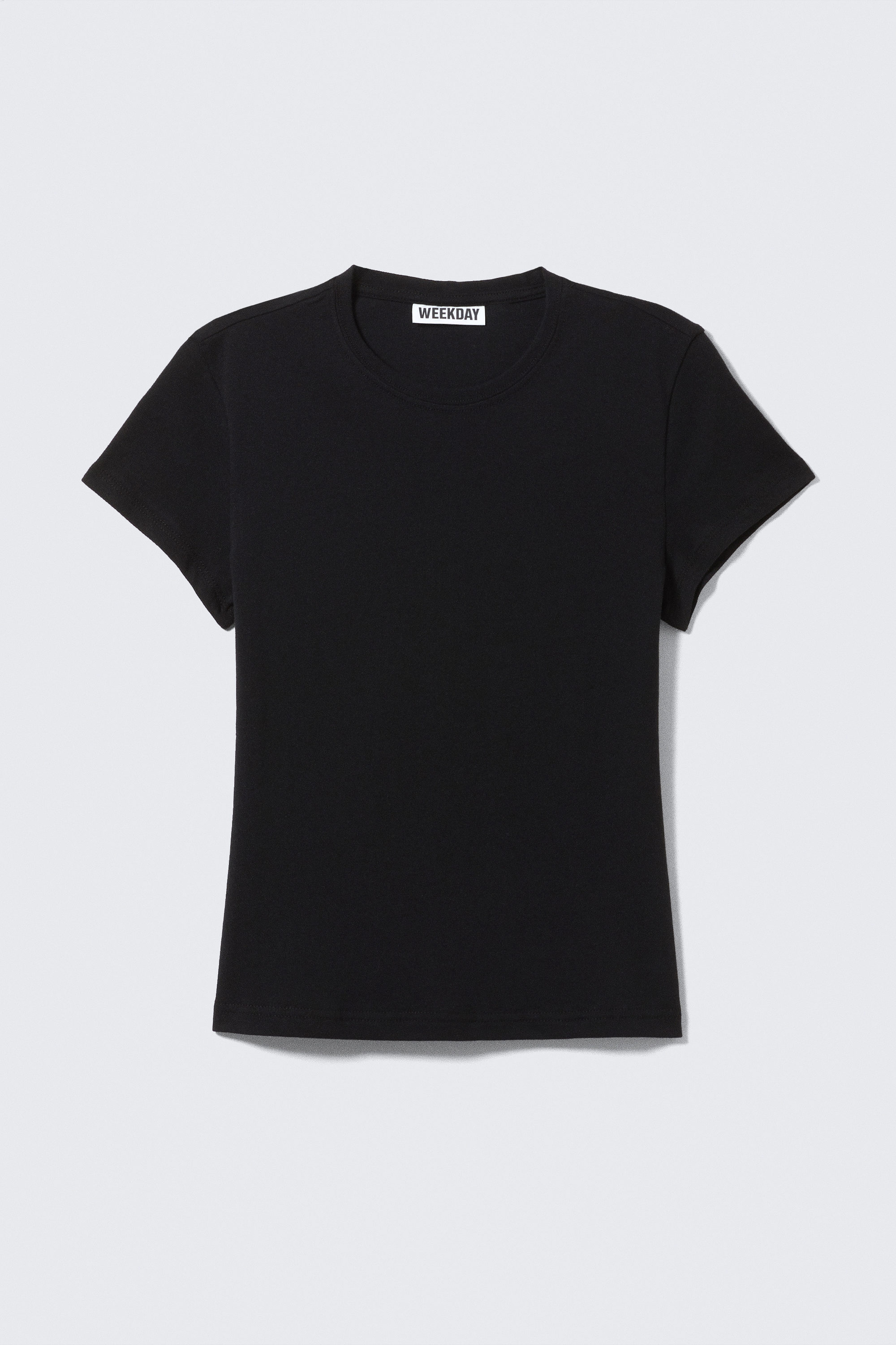 Zwart - Slim fit katoenen T-shirt met korte mouwen - 3