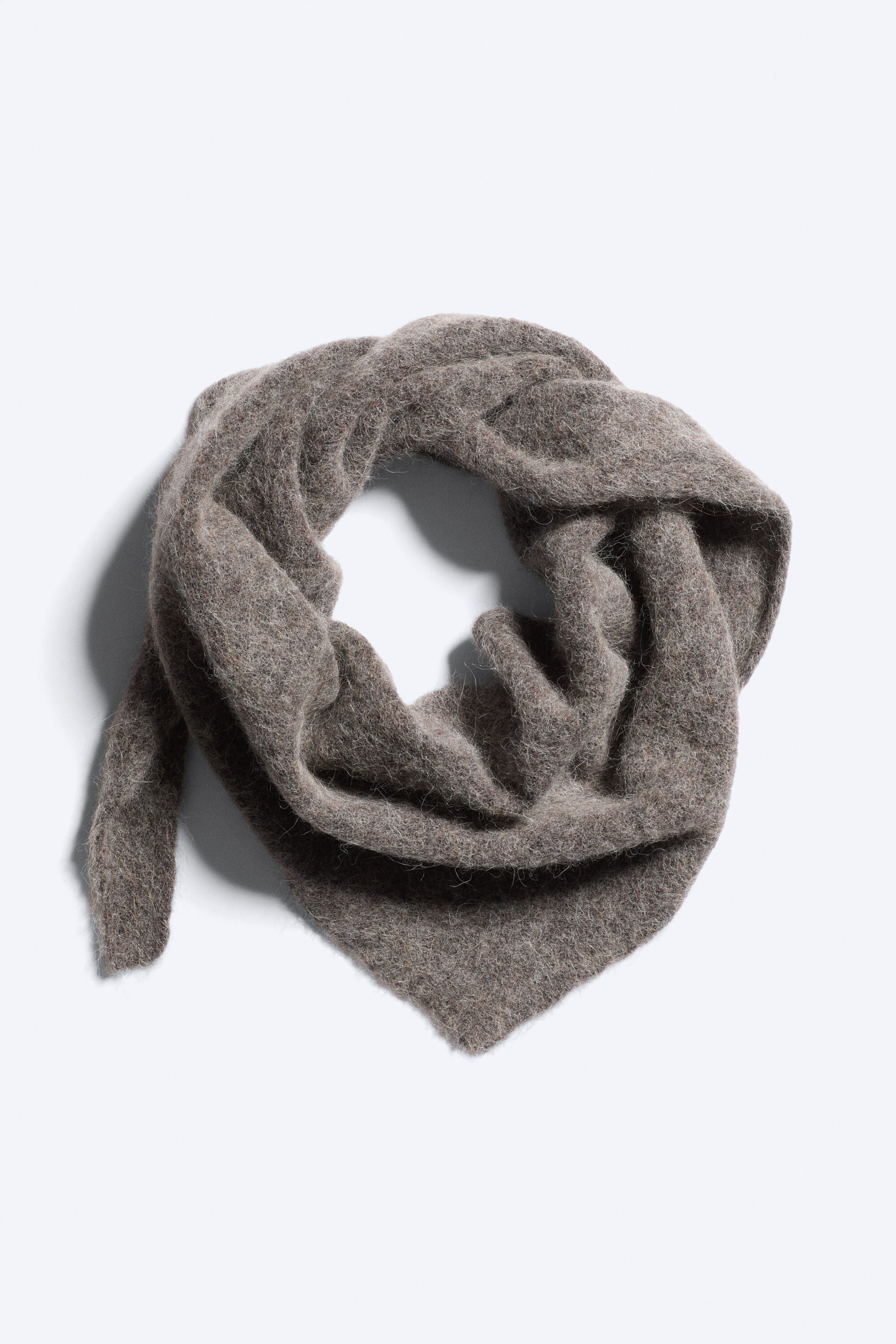 Dark Mole - Hairy Wool-Blend Triangle Scarf - 2