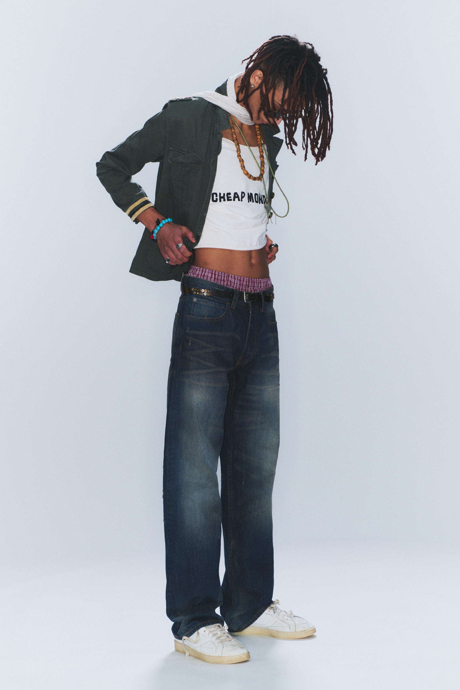 anti unisex low waist regular straight jeans - Blues - Dark