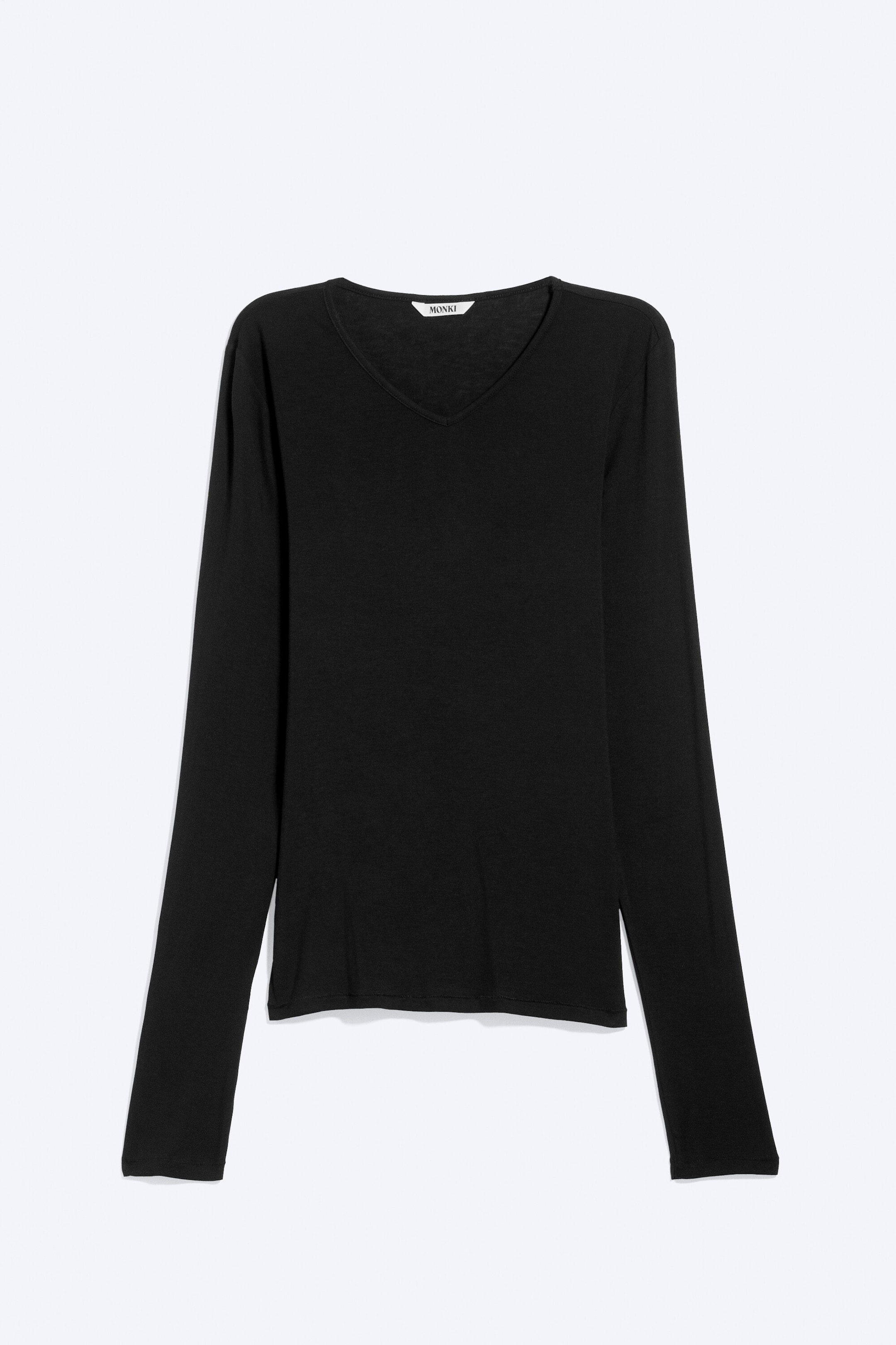 Black - Anti-plunge V-neck top - 2