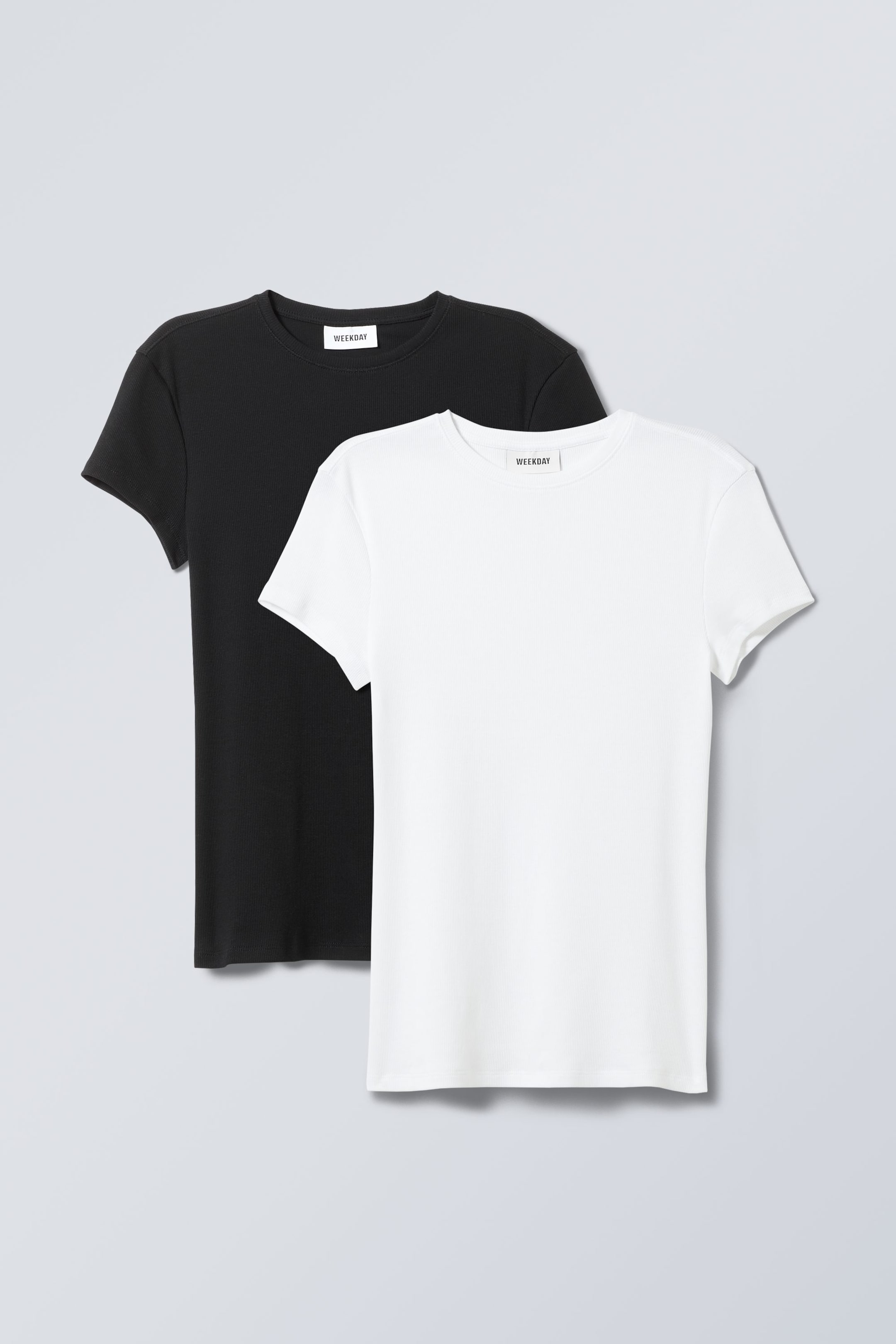 Noir et blanc - 2 T-shirts côtelés ajustés - 0