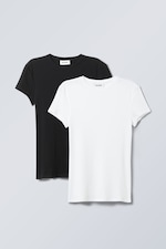 Noir et blanc - 2 T-shirts côtelés ajustés - 0