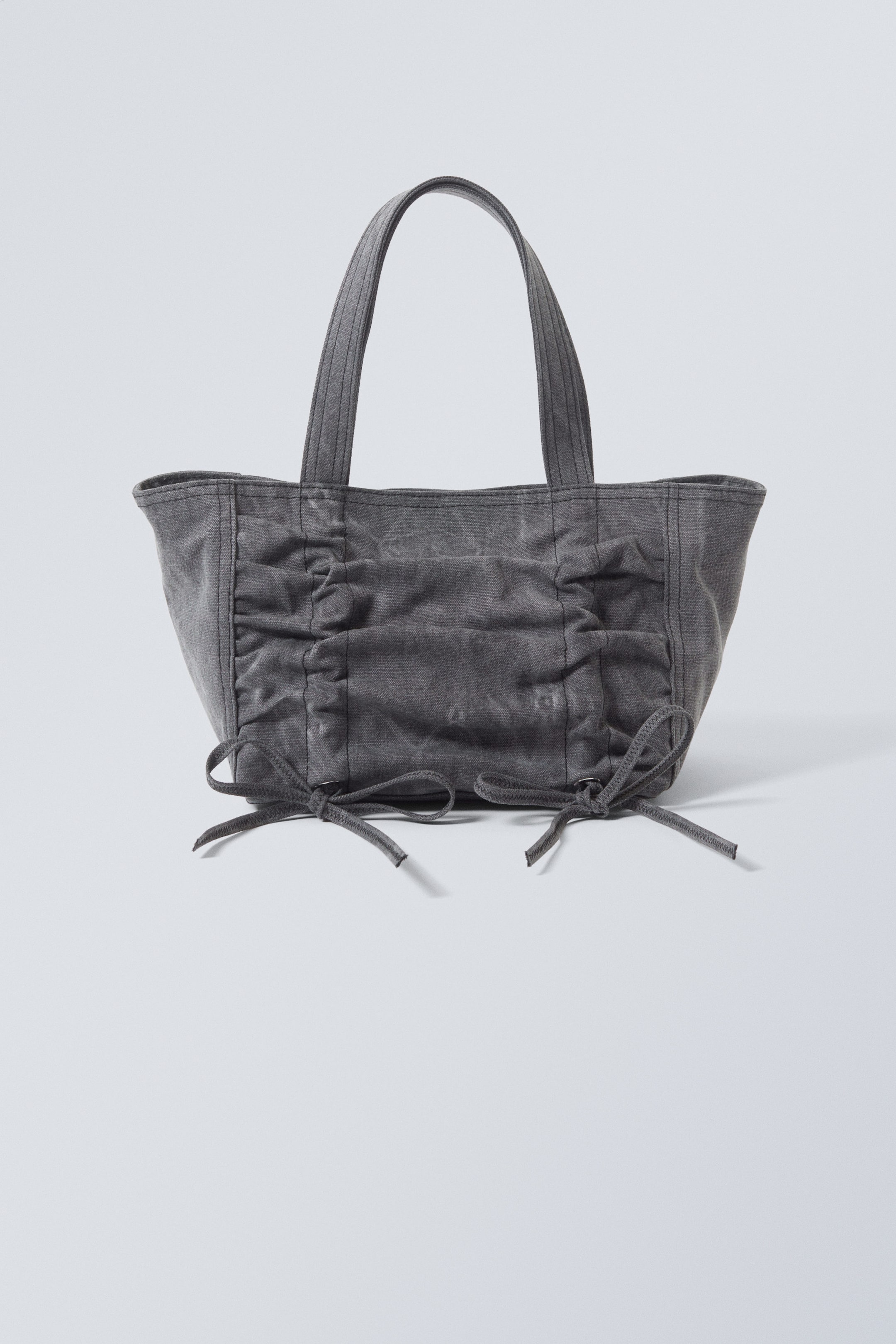 Washed Grey - Canvas Bow Bag - 0