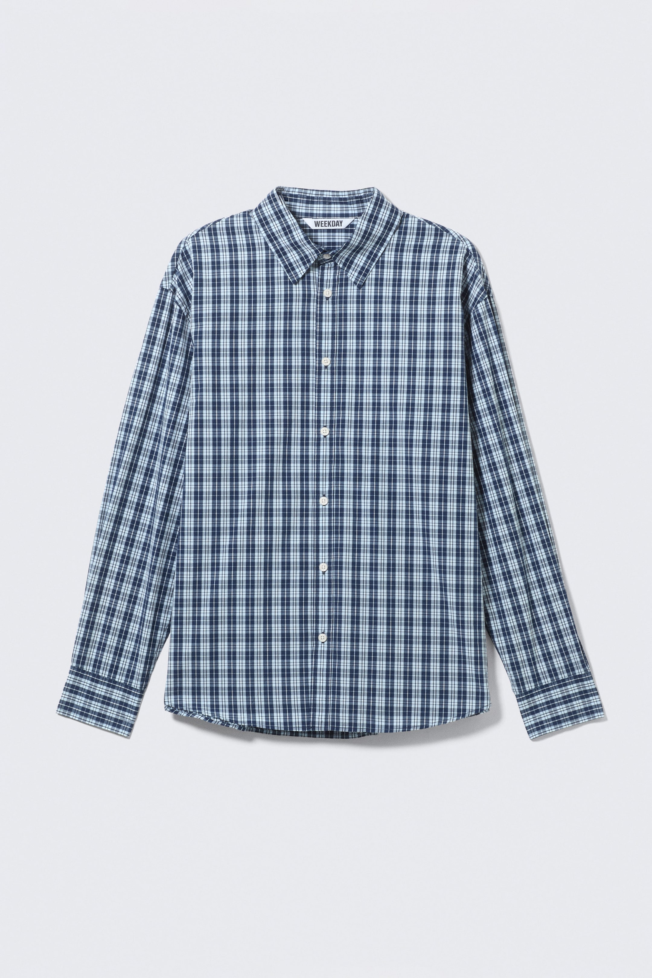 Checked Blue - Oversized Checked Shirt - 4