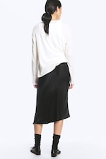 Svart - Satin midi-skjørt med lav midje - 3
