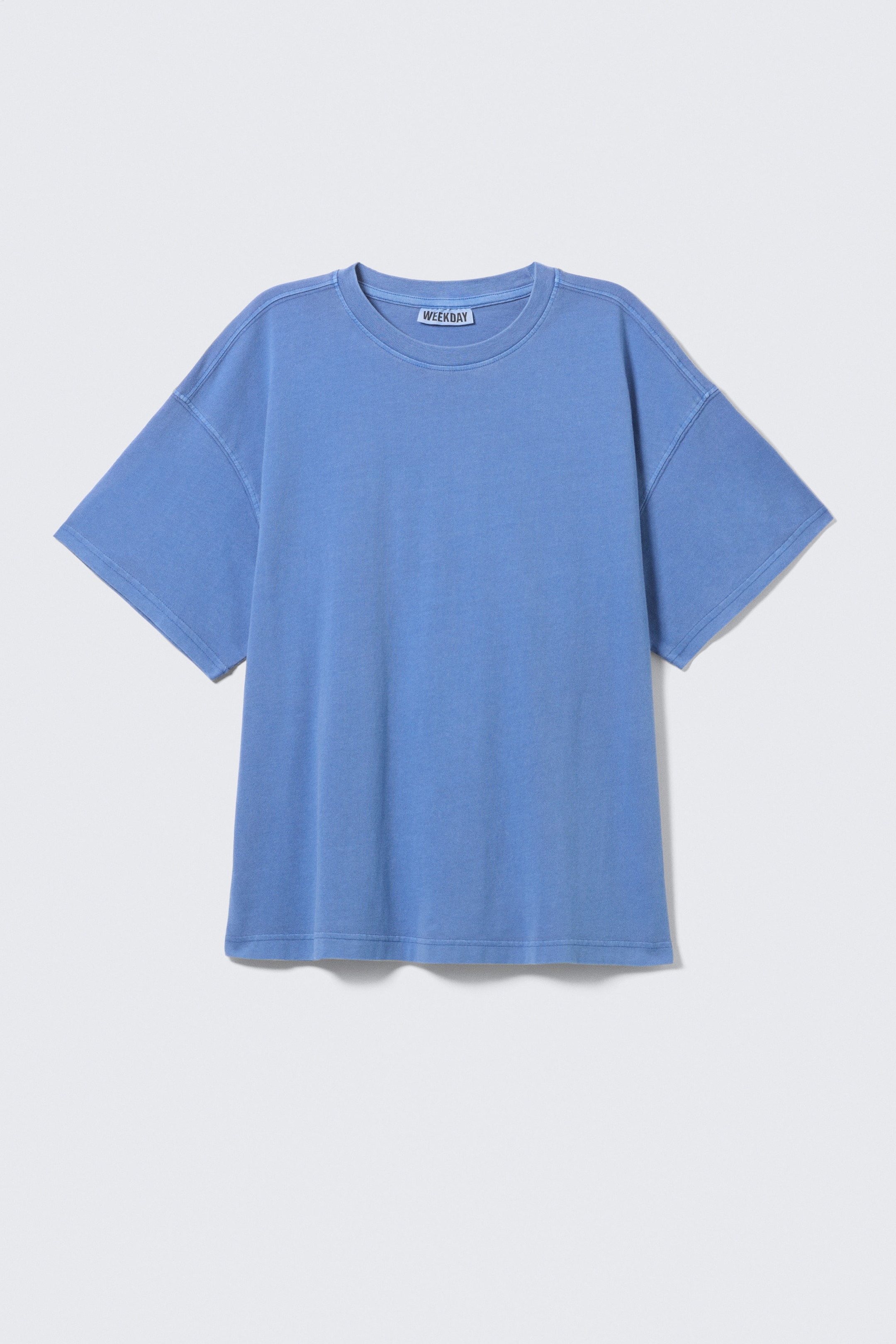Blauw met wassing - Ruimvallend boxy T-shirt van katoen - 3
