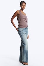 Hunter Blue - Medium Blue - Aura Low Waist Relaxed Bootcut Jeans - 1