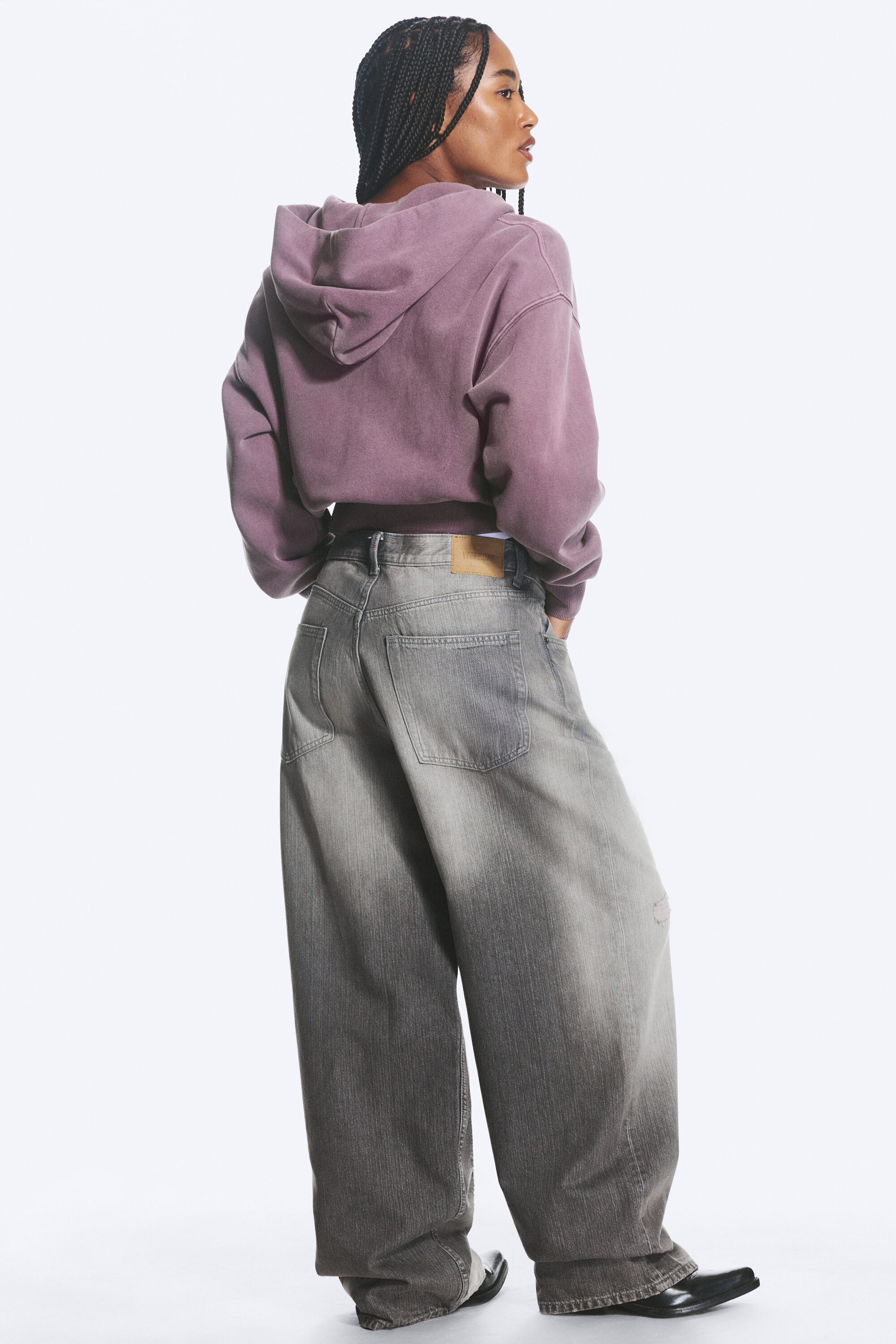 Complex Grey - Mellangrå - Astro Mid Waist Loose Baggy Unisex Jeans - 1
