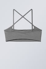 Grey Shimmer - Cross Front Bikini Top - 1