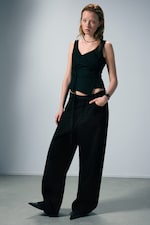 Black - Asymmetric Wrap Strap Top - 0