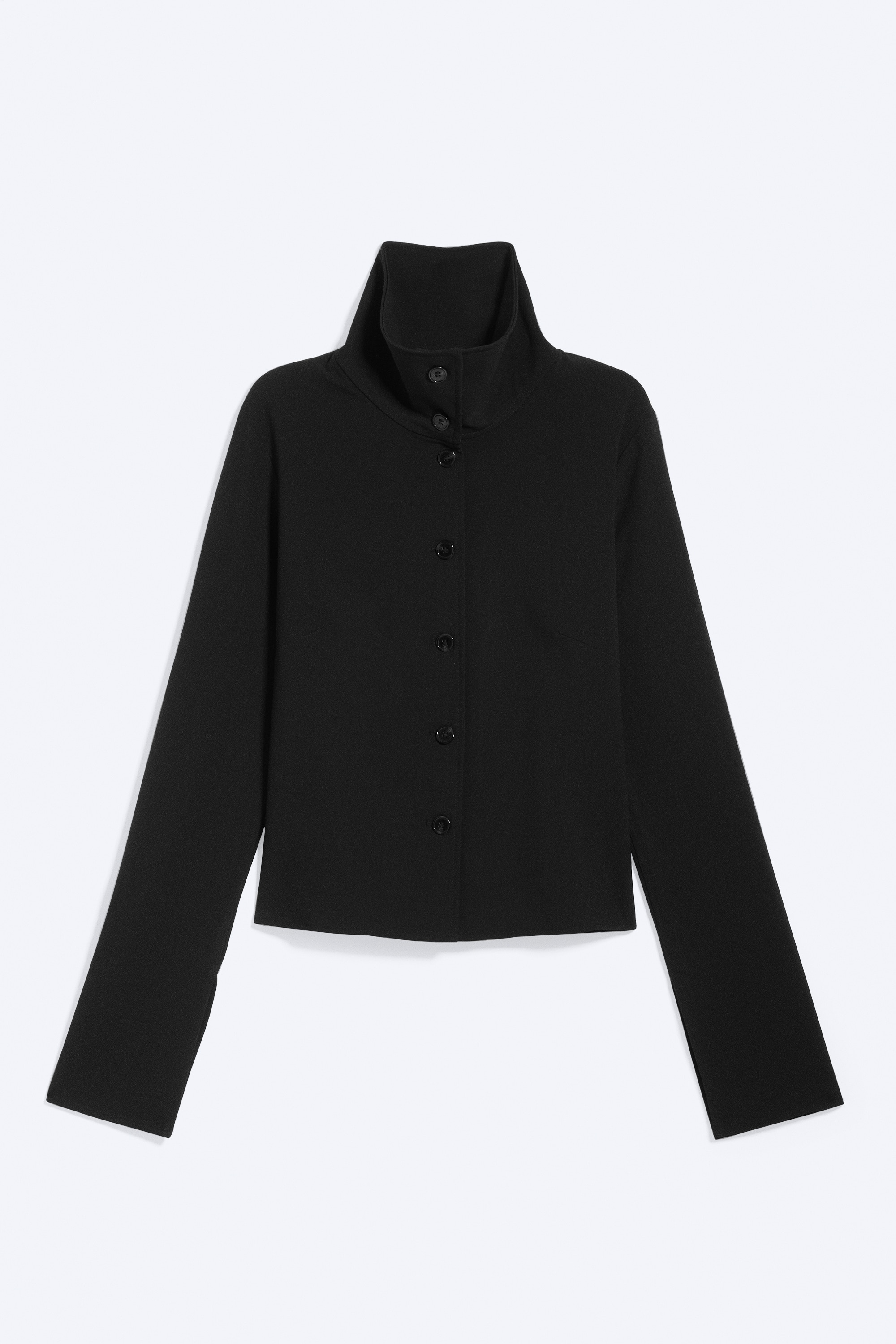 Long-sleeved buttoned shirt - Čierna/Tmavý Sivý Melanž