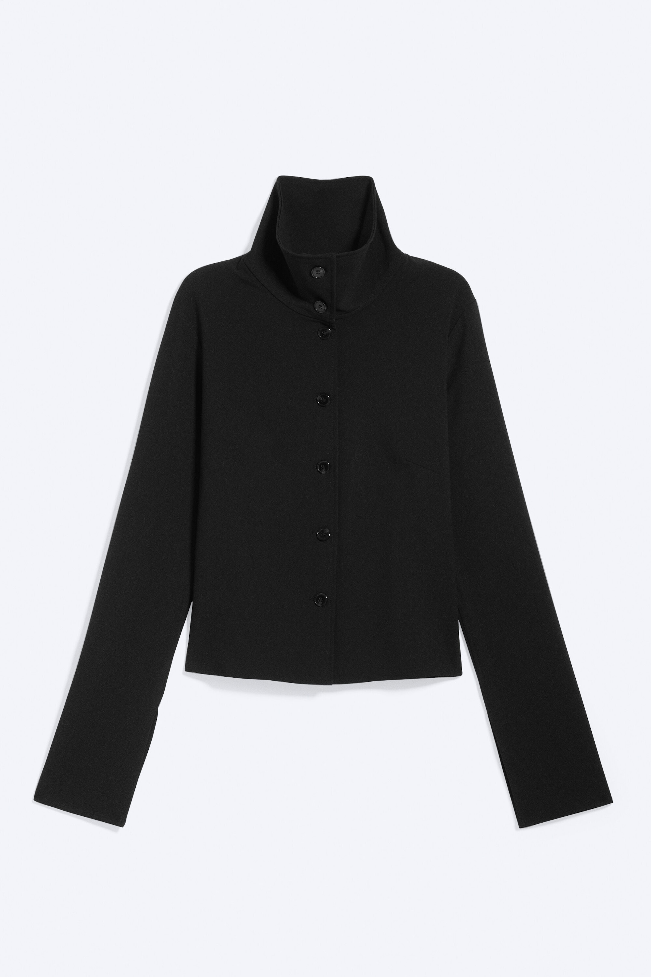 Black - Long-sleeved buttoned shirt - 4