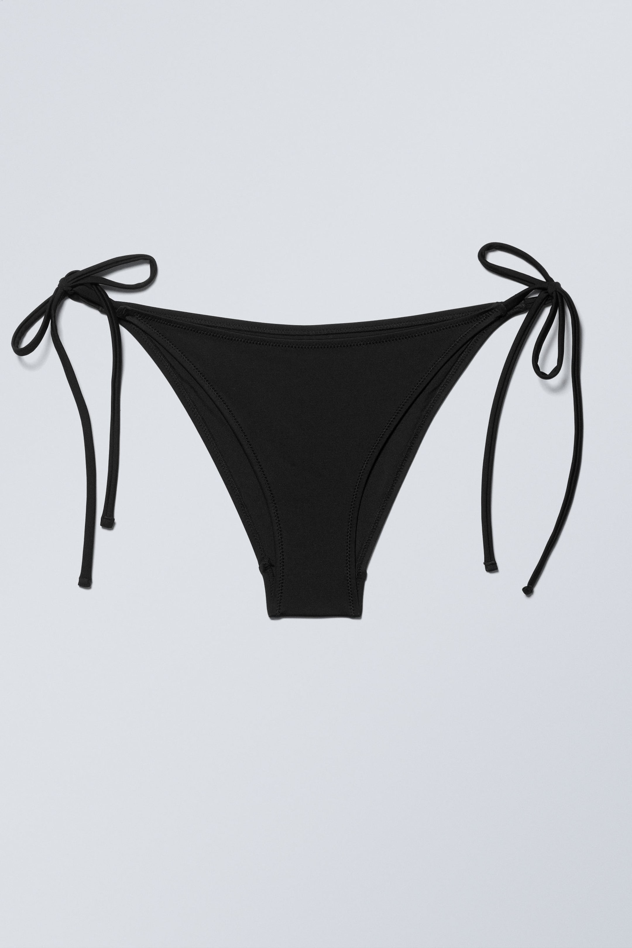 Black - Strappy Tie Bikini Bottoms - 3