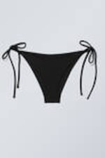 Black - Strappy Tie Bikini Bottoms - 3