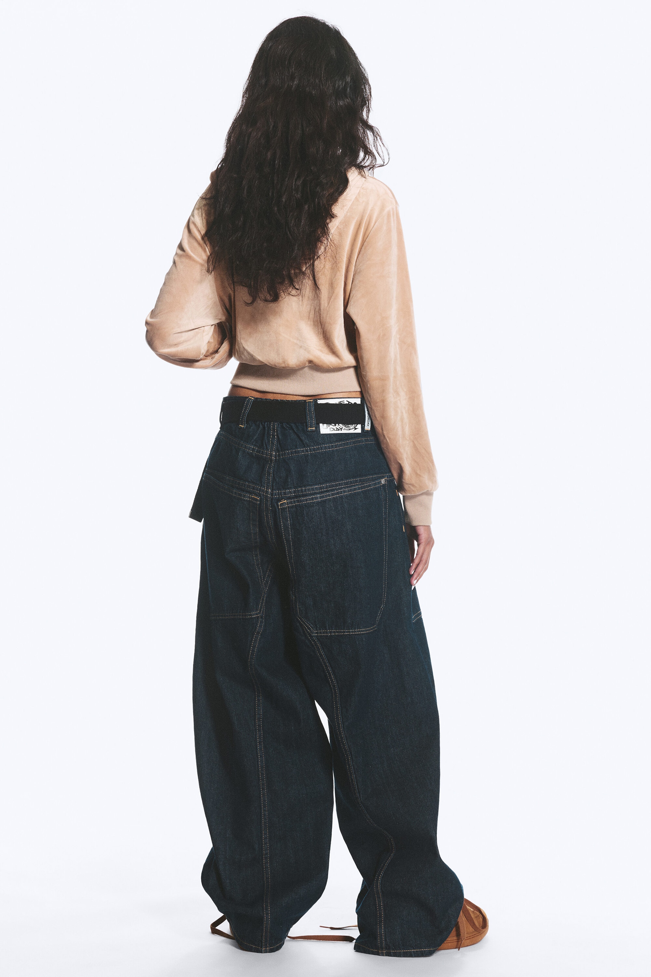 Blue Rinse - Dark Blue - Dunno Unisex Low Rise Loose Barrel Jeans - 7