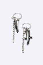 Black/Silver/Pearl - Shell Pendant Earrings - 0