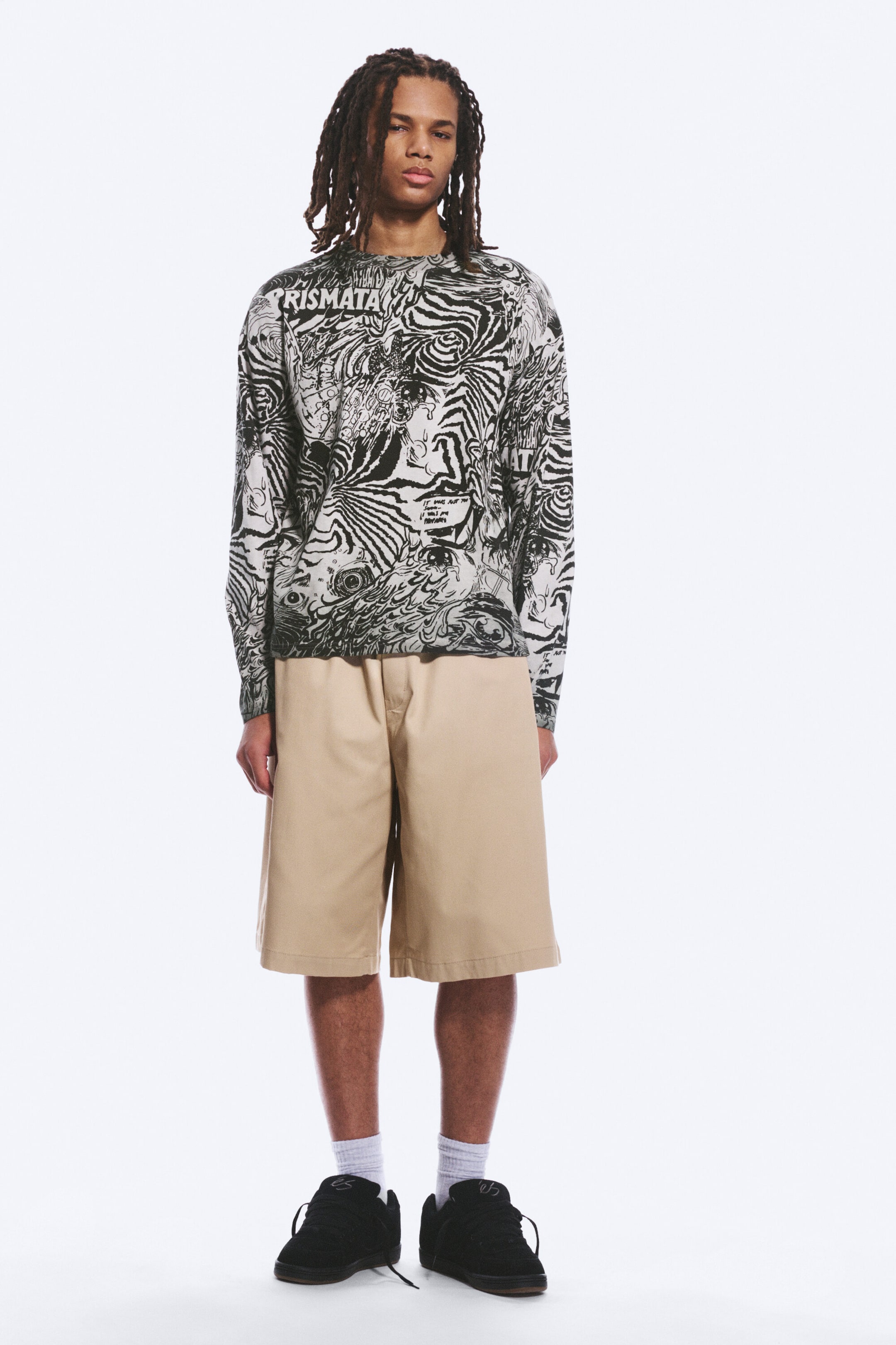 Taupe foncé - Psychédélique - T-shirt carré graphique à manches longues Great - 2