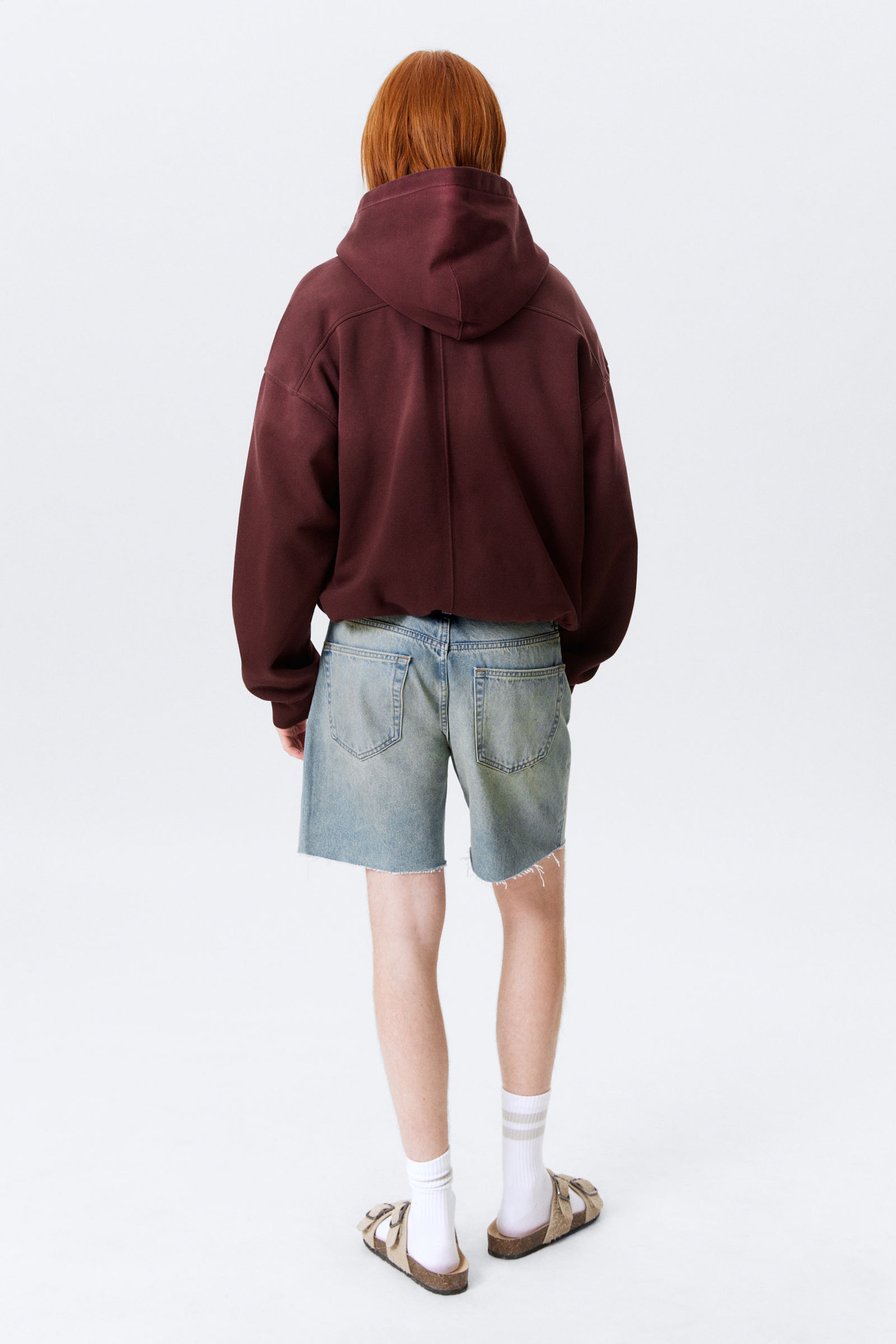 Dark Red - Round Oversized Zip Hoodie - 4