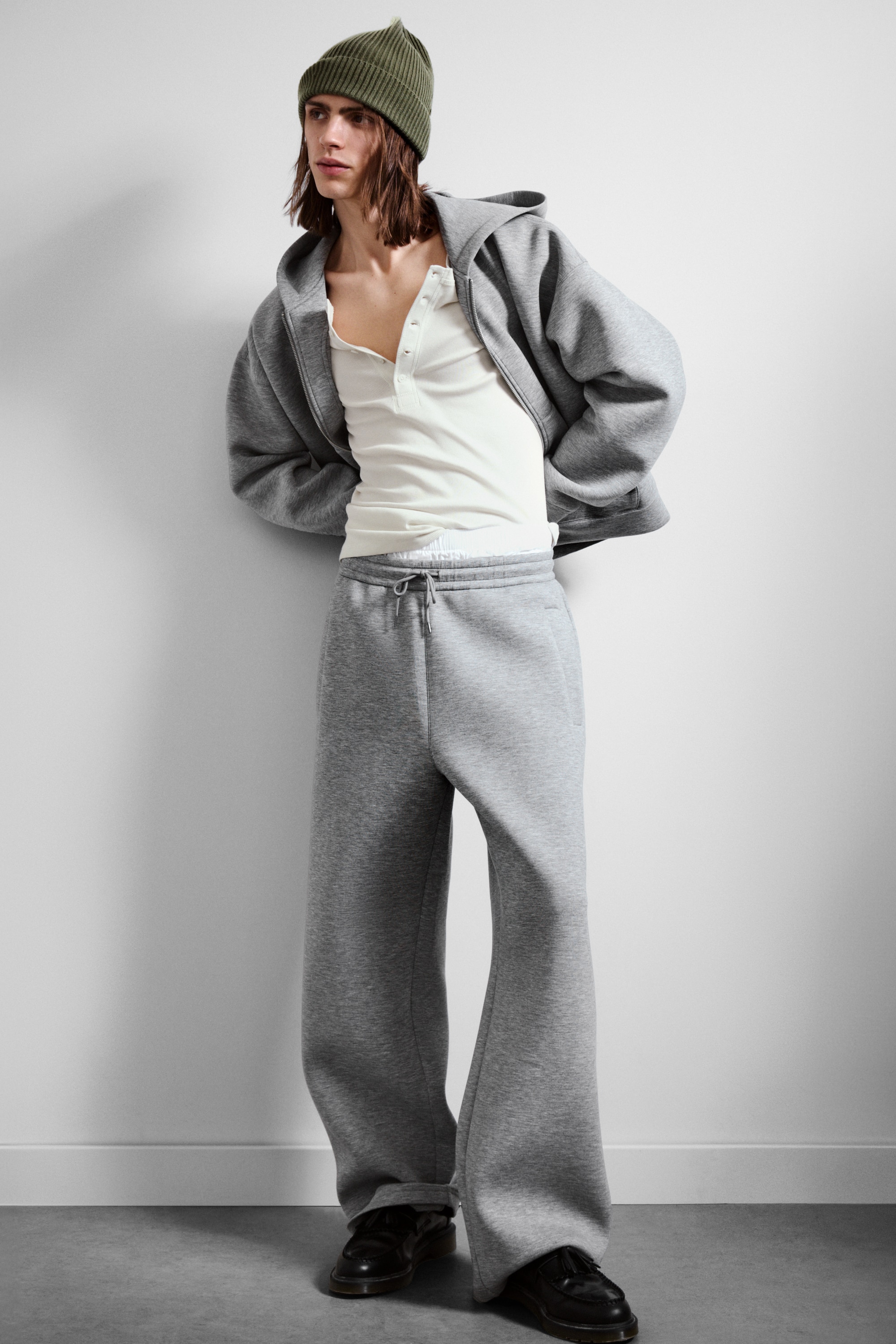 Loose Fit Scuba Sweatpants - Grey Melange/Black