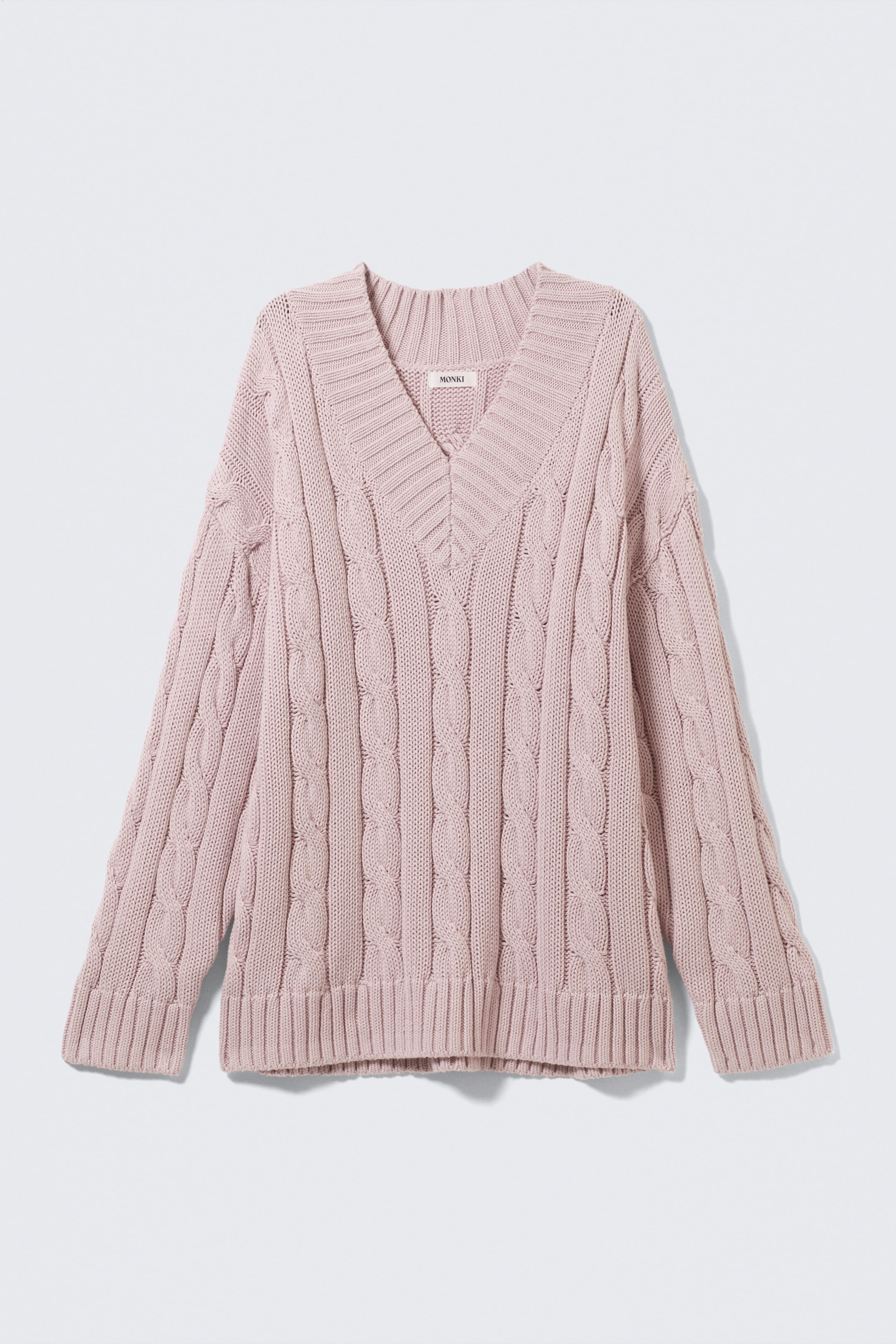 View larger image: Cable Knit V-Neck Sweater - Dusty Pink - Ladies | H&M GB 5