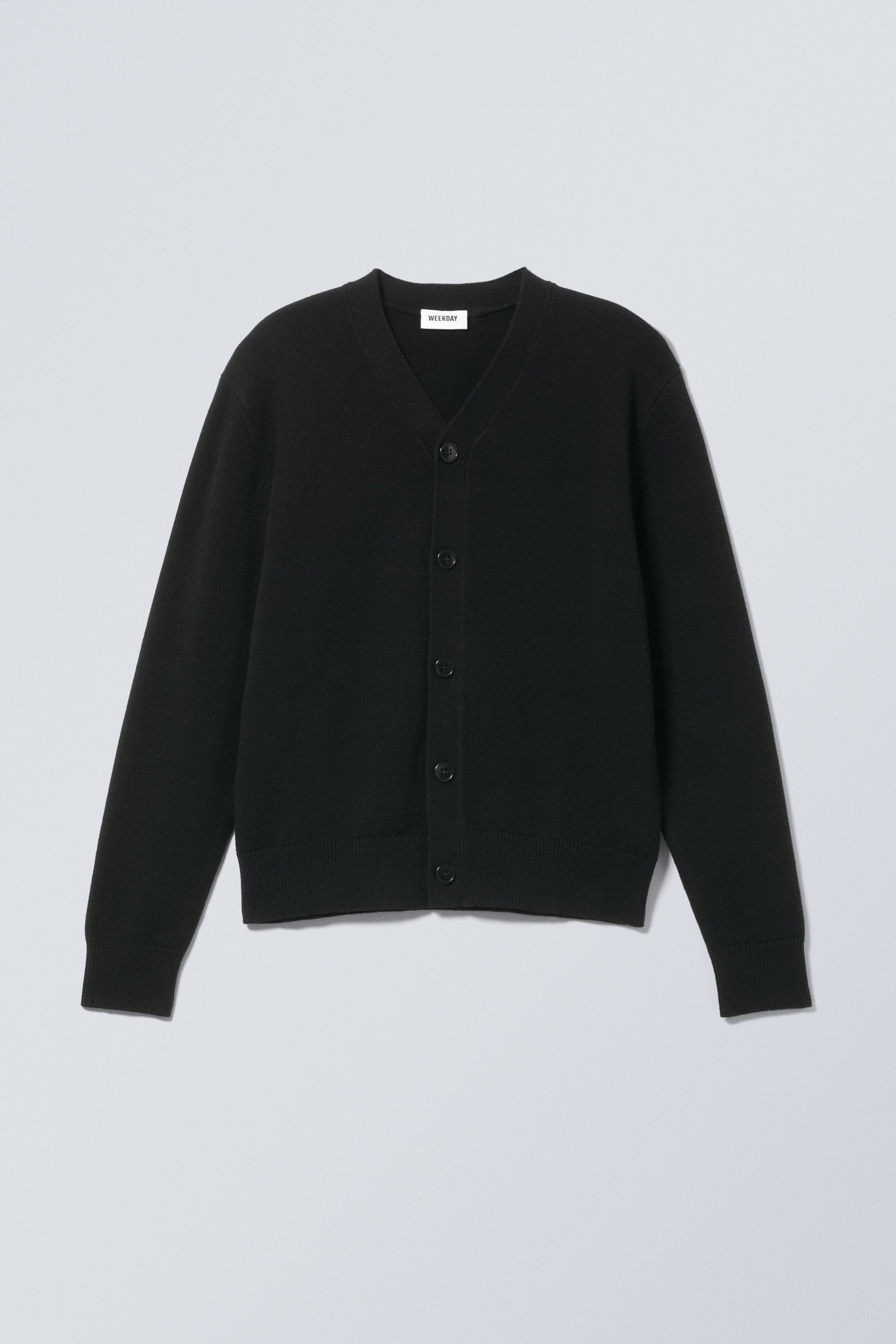 Black - Knitted Single-Breasted Cardigan - 0
