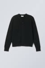 Black - Knitted Single-Breasted Cardigan - 0
