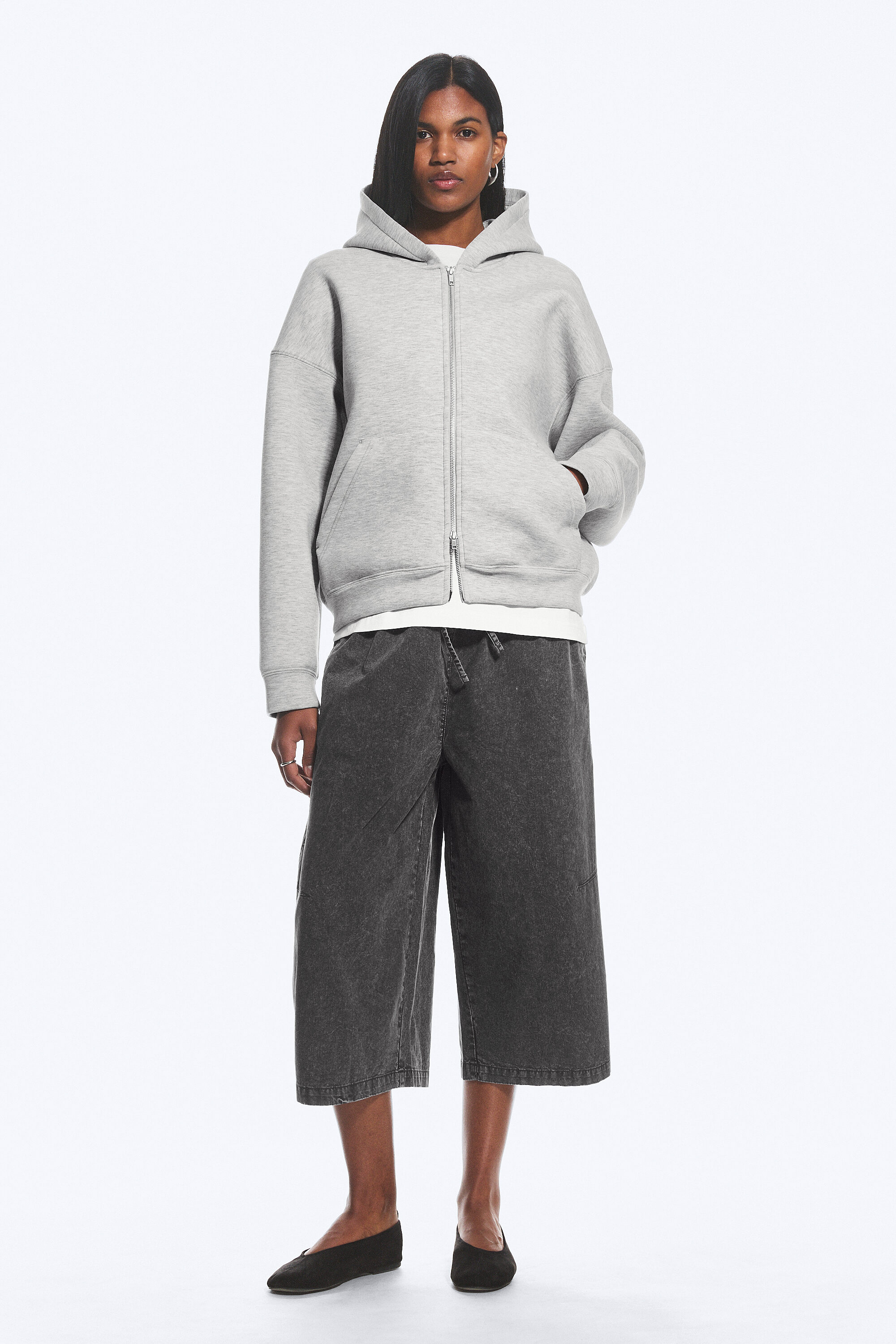 oversized scuba zip-hoodie - Grey Melange | Weekday WW