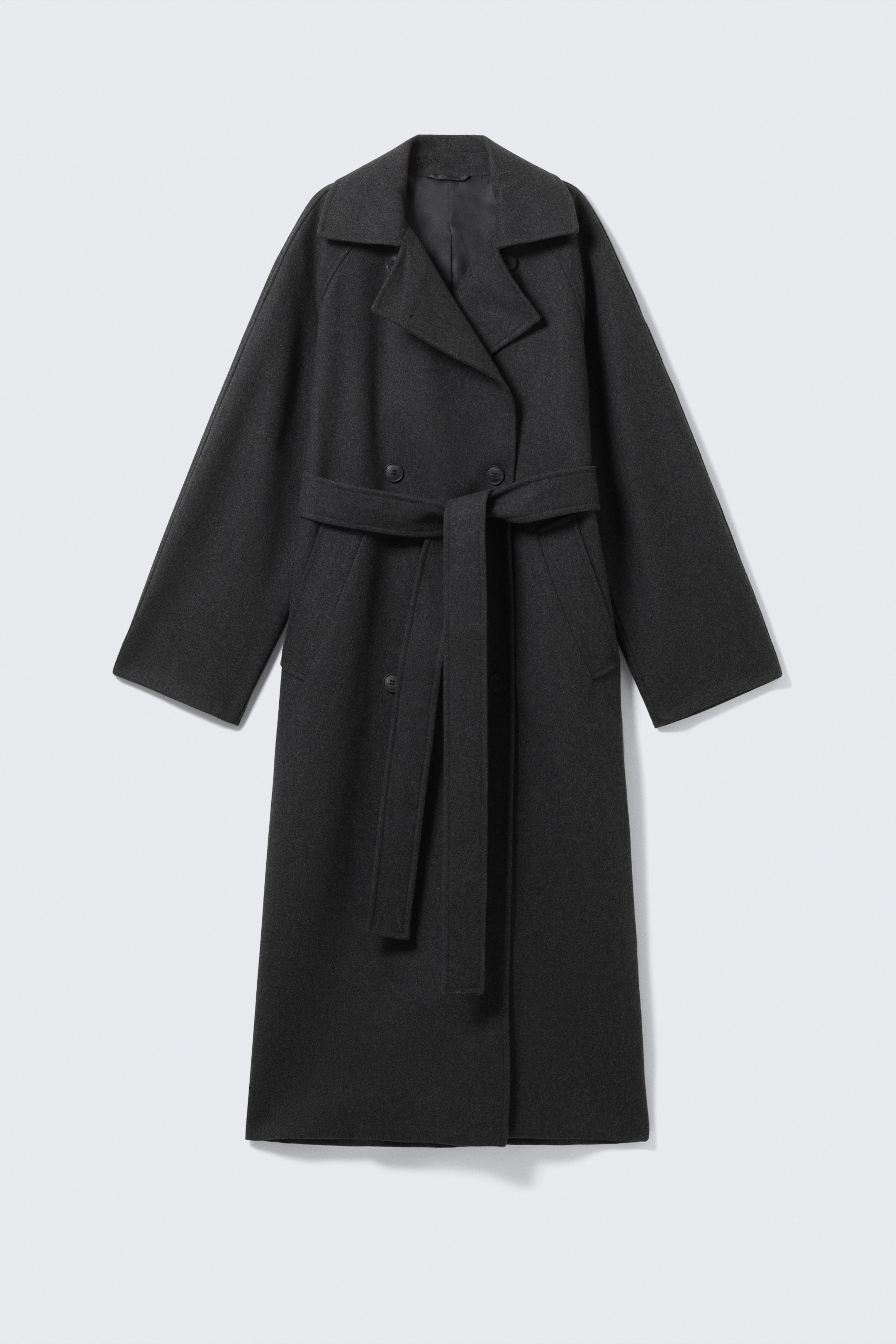 Grösseres Bild ansehen: Kia Zweireihiger Oversize-Mantel aus Wollmischung - Dunkelgrau meliert - DAMEN | H&M CH 6