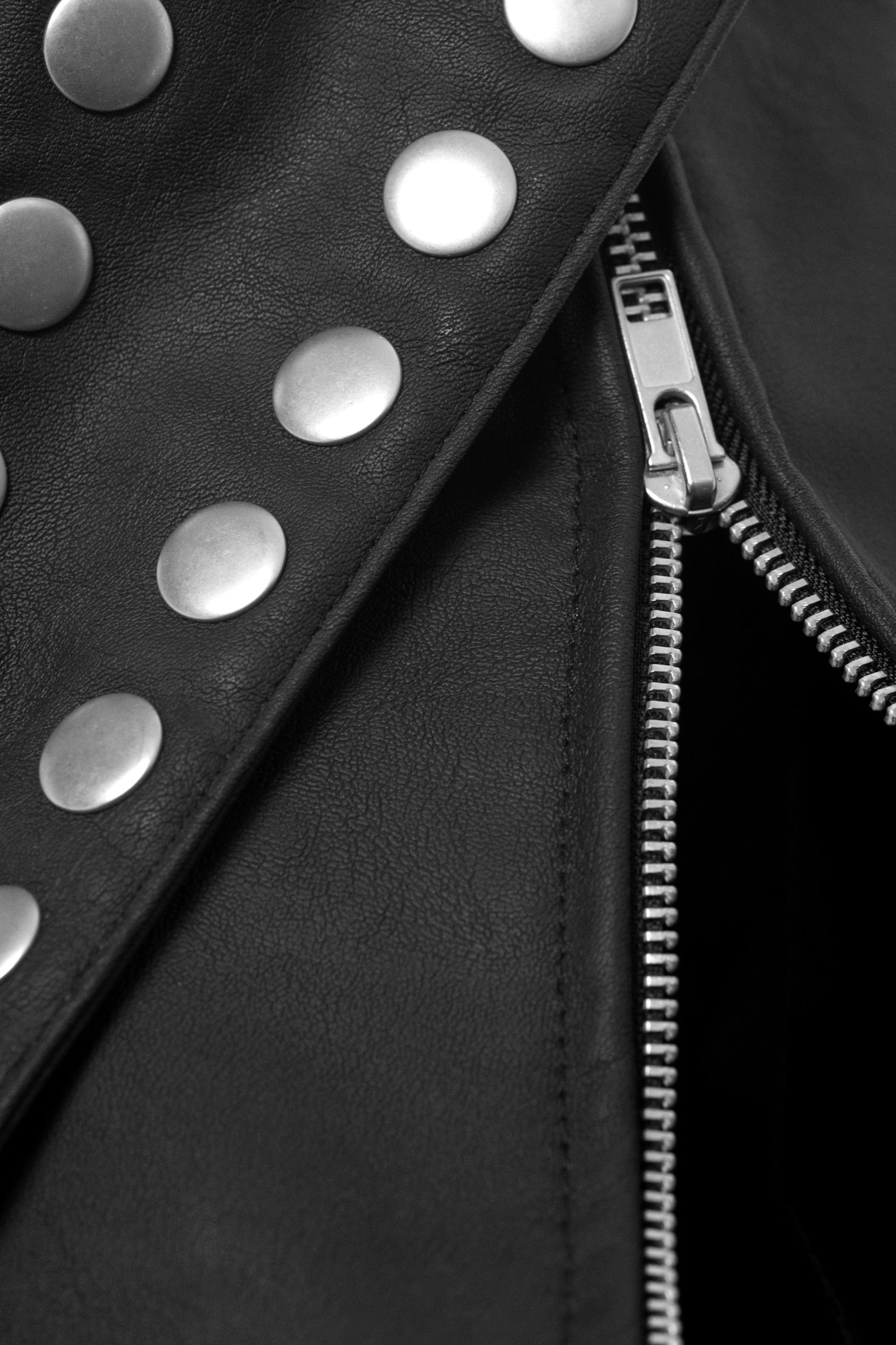 Black - Studded Faux Leather Shoulder Bag - 3