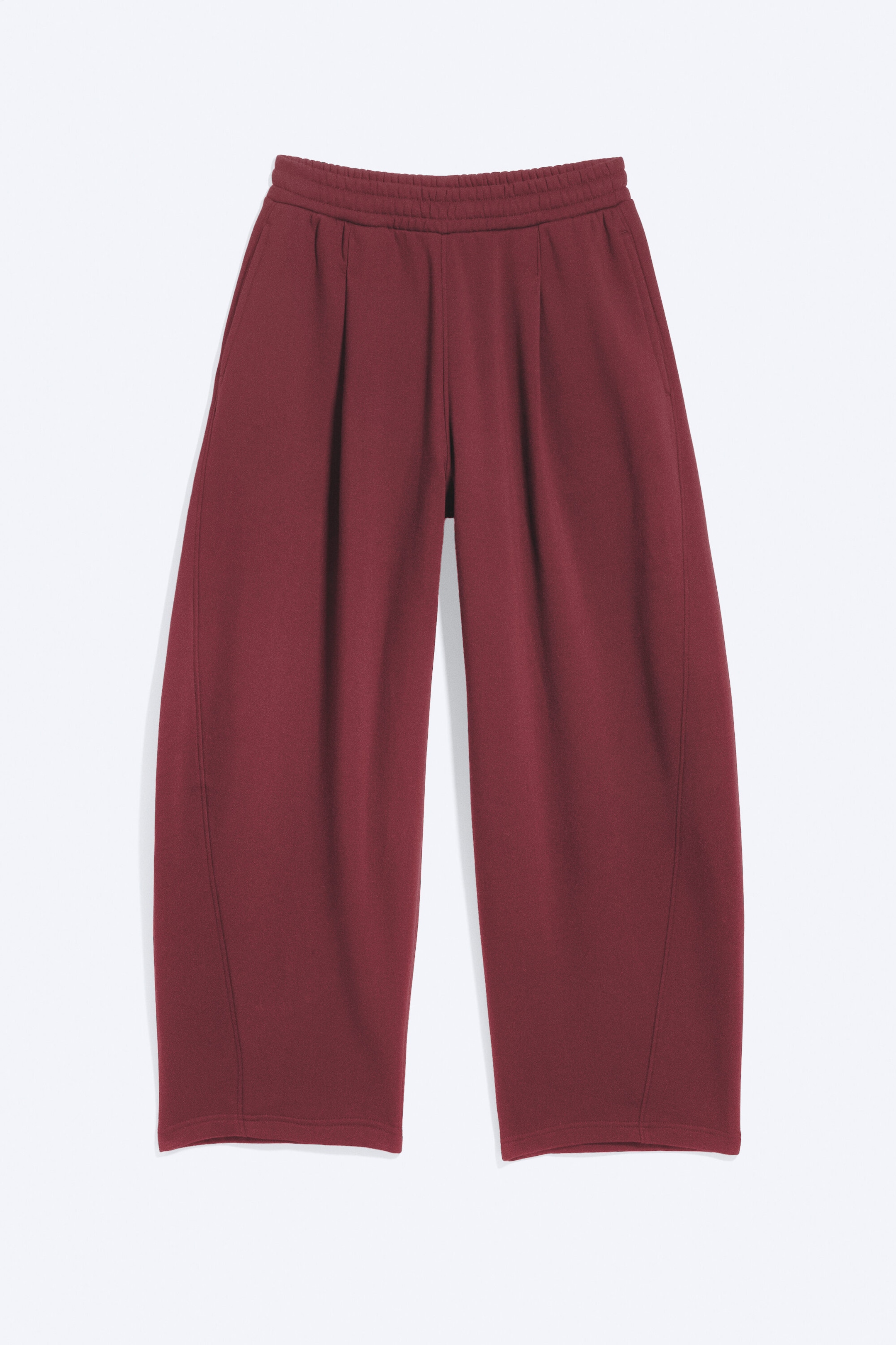 Dark Red - Loose Pleated Sweatpants - 5