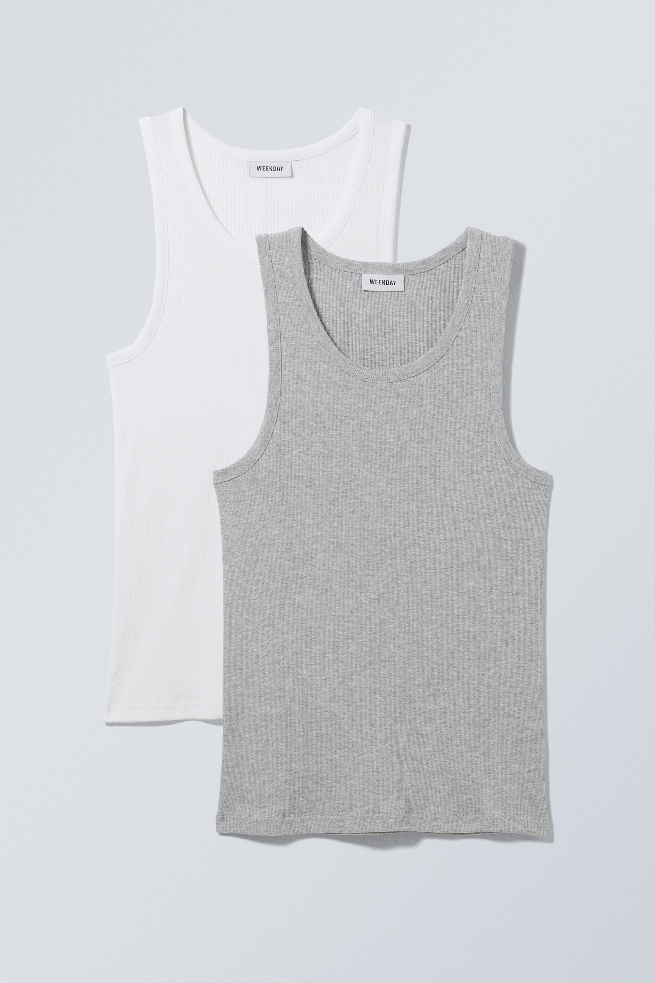 Graumeliert/Weiß - Tanktops Standard 2er-Pack - 0