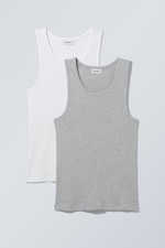 Graumeliert/Weiß - Tanktops Standard 2er-Pack - 0