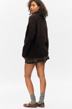 Dark Brown - Relaxed Fit Fluffy Knit Sweater - 2