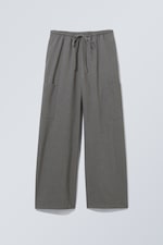 Dark Grey - Adisa Suiting Cargo Trousers - 0